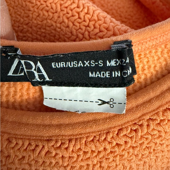 Like-New Zara Textured orange Tank Top, Sz Small - Picture 4 of 5